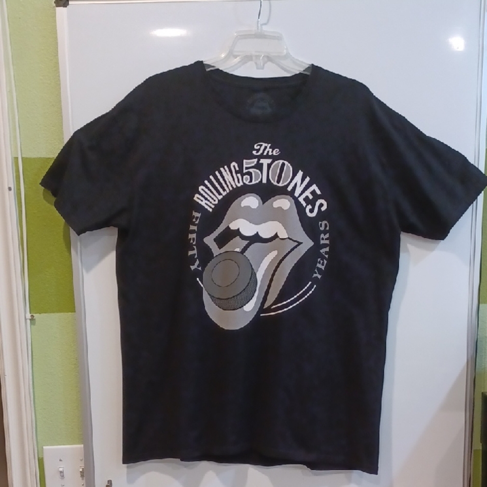 Rare Rolling Stones 50th Anniv LA Kings Style Black XXL Hockey Puck Tongue Tee